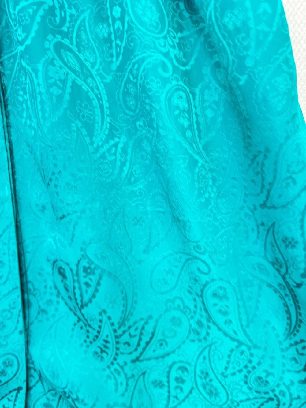 Vintage Neiman Marcus Women's Silk Button-Front Midi Dress Sz 6 Teal Paisley - Picture 6 of 12